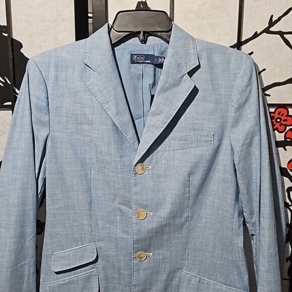 Polo by Ralph Lauren Long Chambray Cotton Blazer Jacket Size 4 New - Picture 3 of 10
